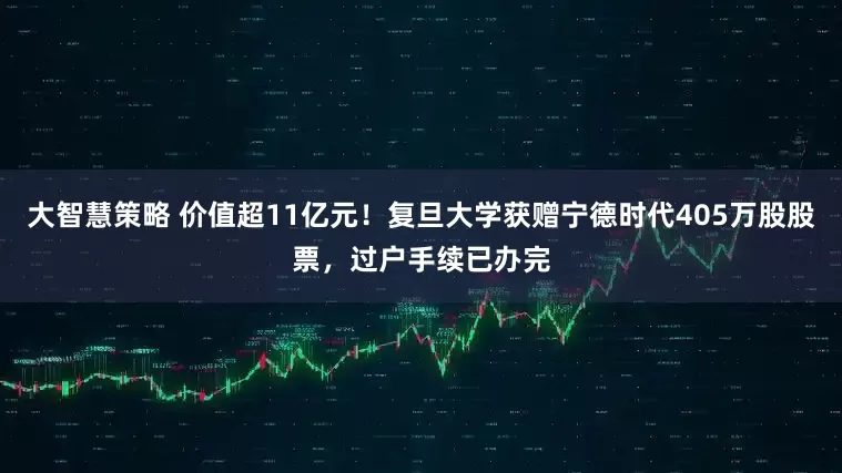 大智慧策略 价值超11亿元!复旦大学获赠宁德时代405万股股票,过户手续已办完